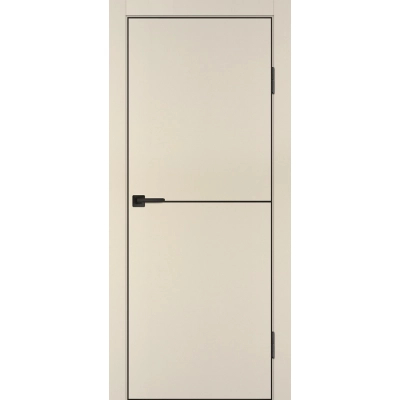 Дверь P-19 кромка ABS черная c 4-х ст. Бежевый матовый, черный молдинг