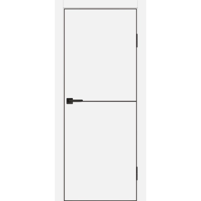 Дверь P-19 кромка ABS черная c 4-х ст. Белый матовый, черный молдинг