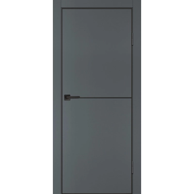 Дверь P-19 кромка ABS черная c 4-х ст. Графит матовый, черный молдинг