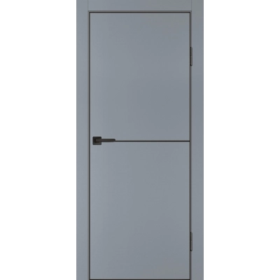 Дверь P-19 кромка ABS черная c 4-х ст. Серый матовый, черный молдинг