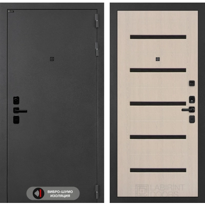 Входная дверь ACUSTICLAB 01 - Беленый дуб, стекло черное