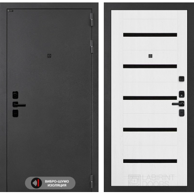 Входная дверь ACUSTICLAB 01 - Белое дерево, стекло черное