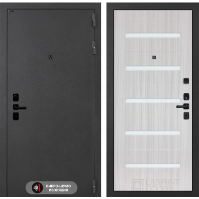 Входная дверь ACUSTICLAB 01 - Сандал белый, стекло белое