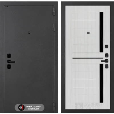 Входная дверь ACUSTICLAB 02 - Сандал белый, стекло черное