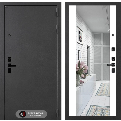 Входная дверь ACUSTICLAB с Зеркалом Максимум - Белый софт