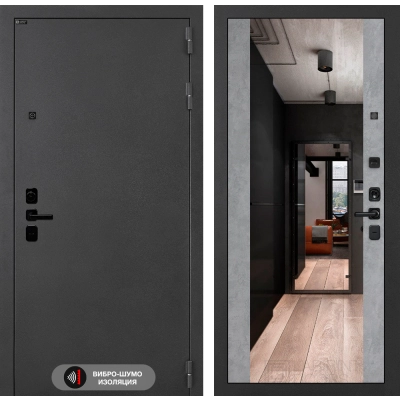 Входная дверь ACUSTICLAB с Зеркалом Максимум - Бетон светлый