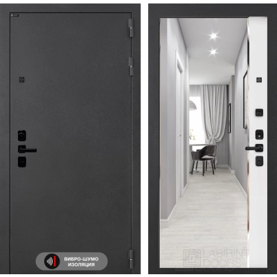 Входная дверь ACUSTICLAB с зеркалом Панорама - Белый софт