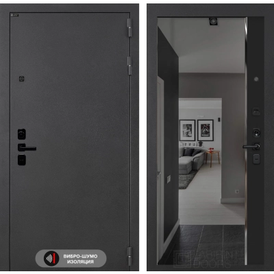 Входная дверь ACUSTICLAB с зеркалом Панорама с тонировкой - Черный кварц