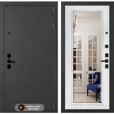 Входная дверь ACUSTICLAB с Зеркалом Фацет - Белый софт