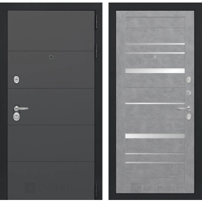 Входная дверь ART 20 - Бетон светлый, зеркальные вставки