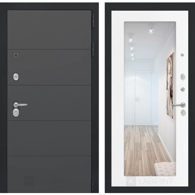 Входная дверь ART с Зеркалом 18 - Белое дерево