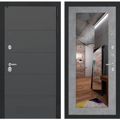 Входная дверь ART с Зеркалом 18 - Бетон светлый