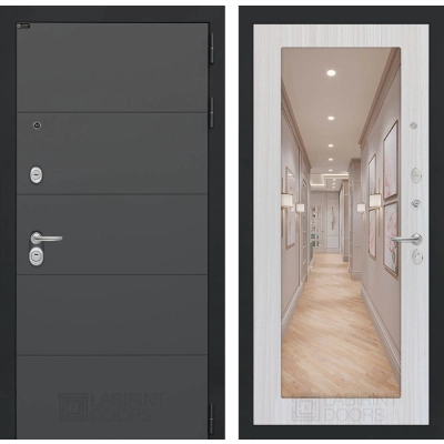 Входная дверь ART с Зеркалом 18 - Сандал белый