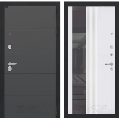 Входная дверь ART с Зеркалом 32 тонированным - Белый рельеф софт