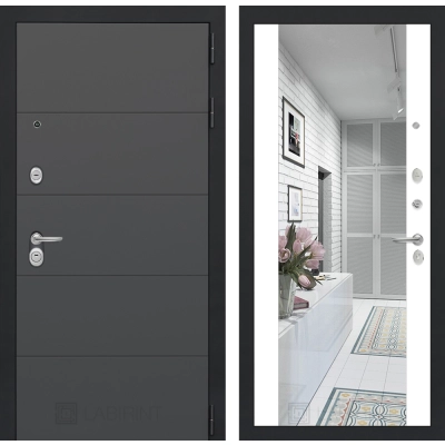 Входная дверь ART с Зеркалом Максимум - Белый софт