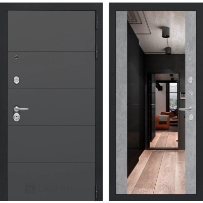 Входная дверь ART с Зеркалом Максимум - Бетон светлый