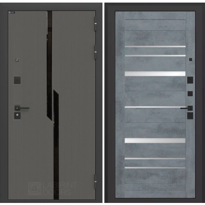 Входная дверь CARBON 20 - Бетон темный, зеркальные вставки