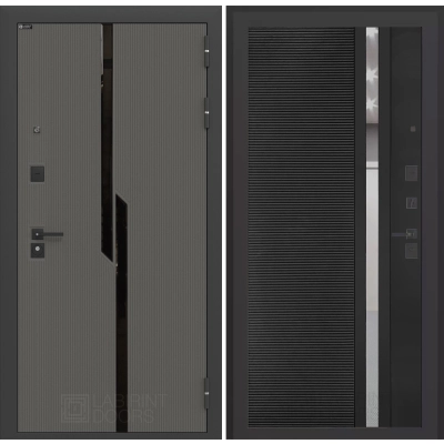 Входная дверь CARBON 31 - Черный кварц, зеркальная вставка с тонировкой