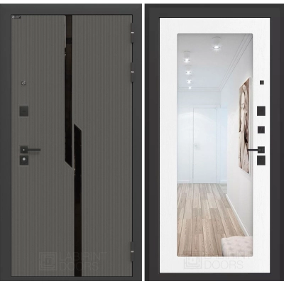 Входная дверь CARBON с Зеркалом 18 - Белое дерево