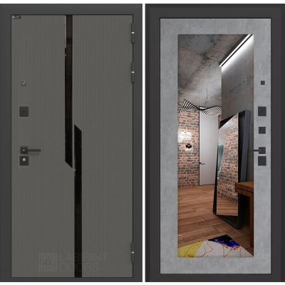 Входная дверь CARBON с Зеркалом 18 - Бетон светлый