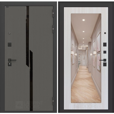 Входная дверь CARBON с Зеркалом 18 - Сандал белый