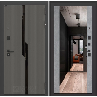 Входная дверь CARBON с зеркалом Максимум - Бетон светлый