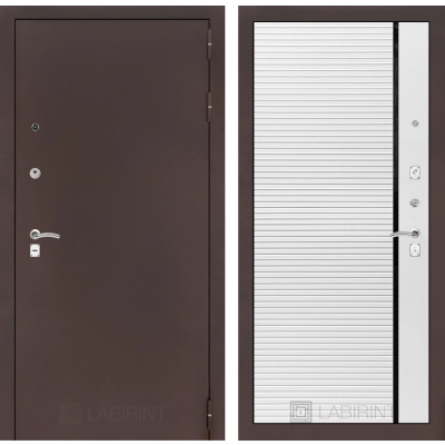 Входная дверь CLASSIC антик медный 22 - Белый софт, черная вставка