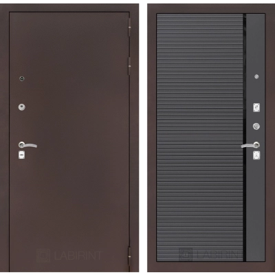 Входная дверь CLASSIC антик медный 22 - Графит софт, черная вставка