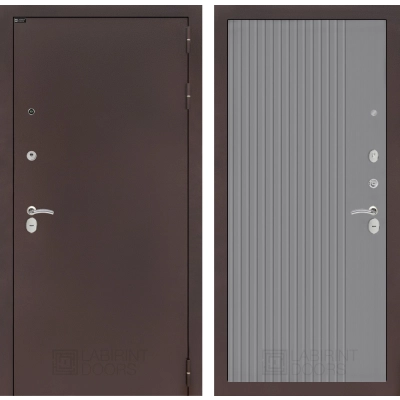 Входная дверь CLASSIC антик медный 29 - Серый рельеф софт