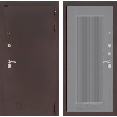 Входная дверь CLASSIC антик медный 30 - Серый рельеф софт