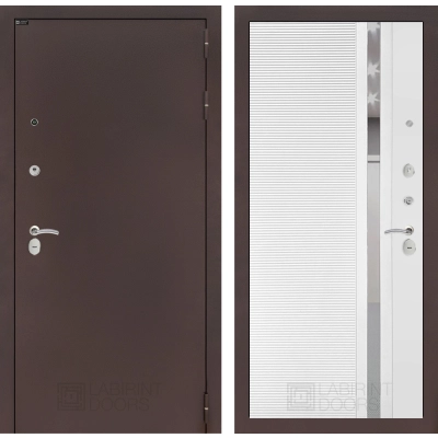 Входная дверь CLASSIC антик медный 31 - Белый софт, зеркальная вставка с тонировкой