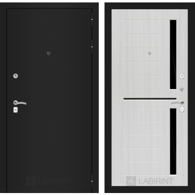 Входная дверь Classic шагрень черная 02 - Сандал белый