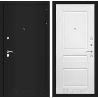 Входная дверь CLASSIC шагрень черная 03 - Белый софт