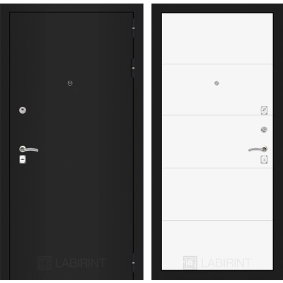 Входная дверь CLASSIC шагрень черная 13 - Белый софт