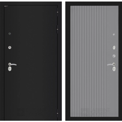 Входная дверь CLASSIC шагрень черная 29 - Серый рельеф софт