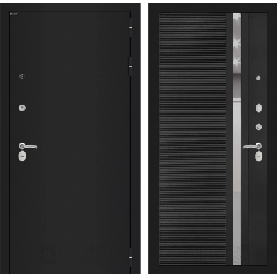 Входная дверь CLASSIC шагрень черная 31 - Черный кварц, зеркальная вставка с тонировкой