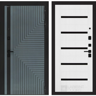 Входная дверь CREDOR 01 - Белое дерево, стекло черное