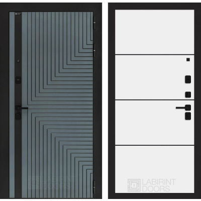 Входная дверь CREDOR 25 - Белый софт, черный молдинг