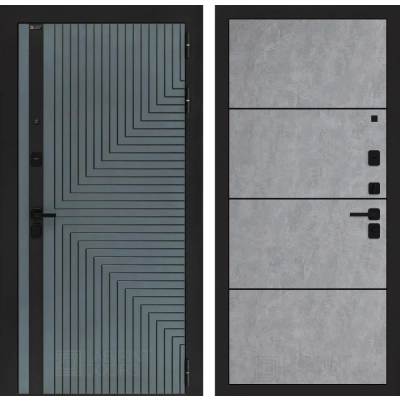 Входная дверь CREDOR 25 - Бетон светлый, черный молдинг