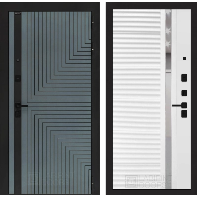 Входная дверь CREDOR 31 - Белый софт, зеркальная вставка с тонировкой