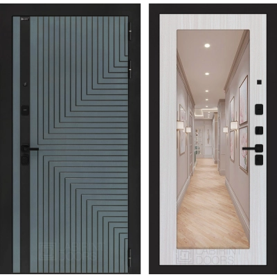 Входная дверь CREDOR с Зеркалом 18 - Сандал белый