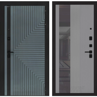 Входная дверь CREDOR с Зеркалом 32 тонированным - Серый рельеф софт