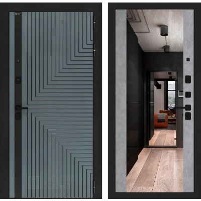 Входная дверь CREDOR с Зеркалом Максимум - Бетон светлый