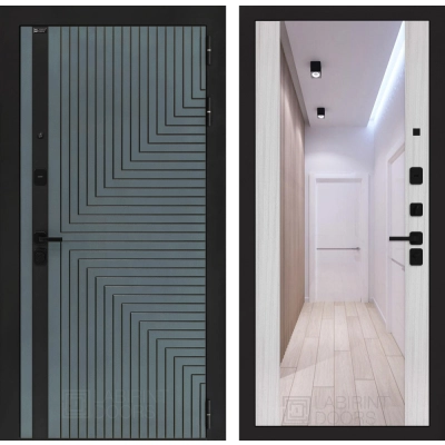 Входная дверь CREDOR с Зеркалом Максимум - Сандал белый