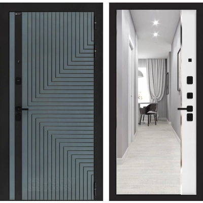 Входная дверь CREDOR с зеркалом Панорама - Белый софт