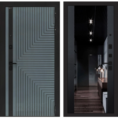 Входная дверь CREDOR с Зеркалом тонированным Максимум - Черный кварц