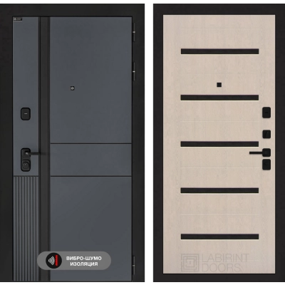 Входная дверь EVOLAB 01 - Беленый дуб, стекло черное