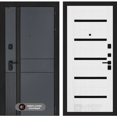 Входная дверь EVOLAB 01 - Белое дерево, стекло черное