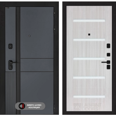 Входная дверь EVOLAB 01 - Сандал белый, стекло белое