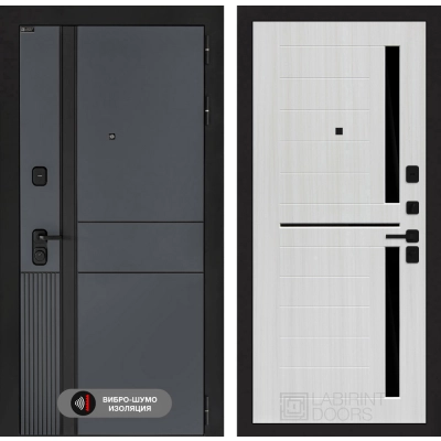 Входная дверь EVOLAB 02 - Сандал белый, стекло черное